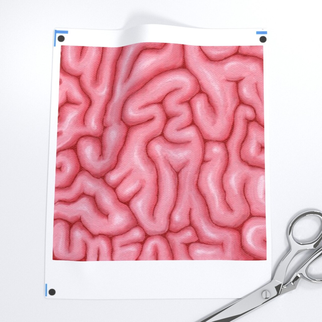 Neon Pink Big Brains Zombie Brain Anatomy Gross Nature Custom Printed Fabric by Spoonflower Various Fabrics by the Yard or Fat Quarter